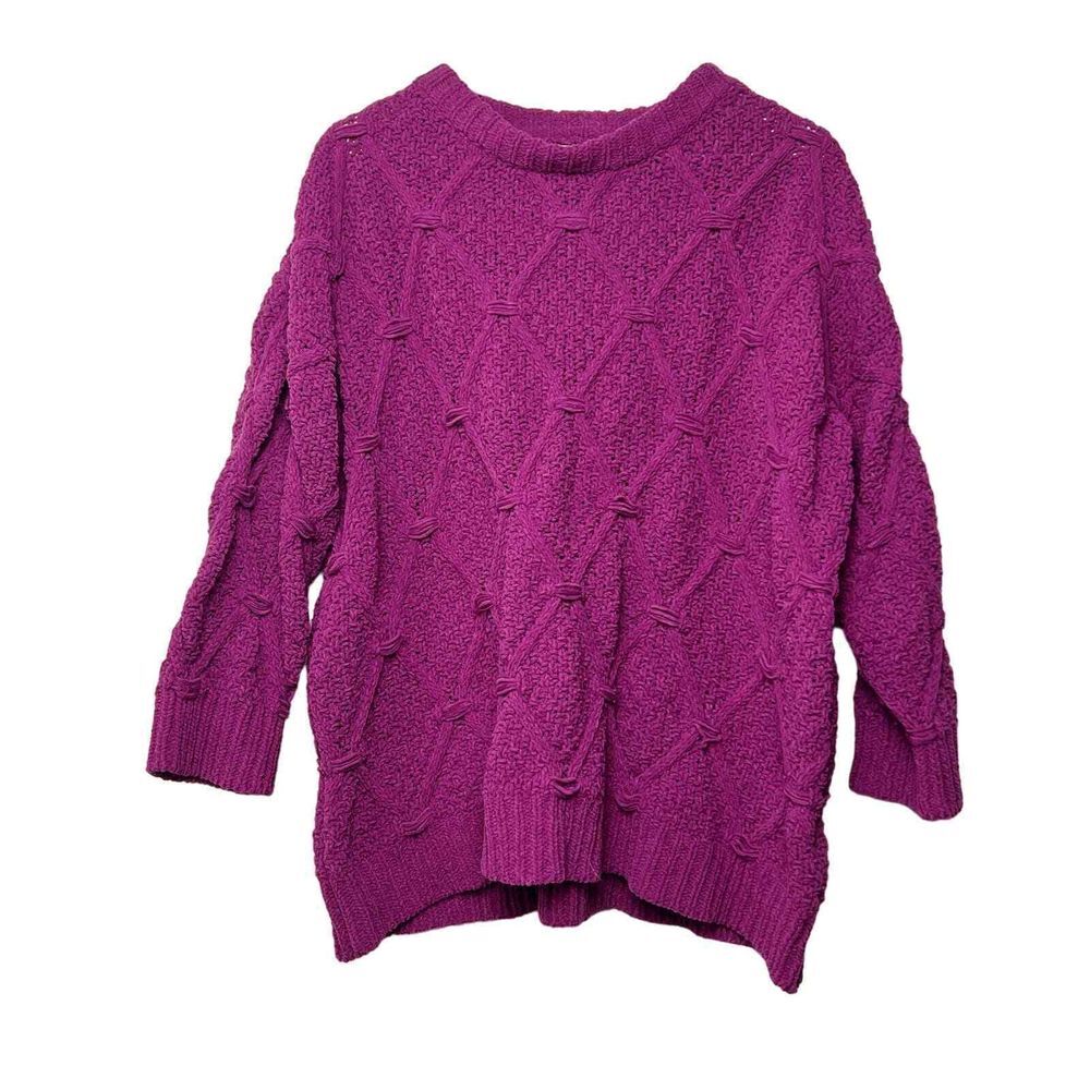 POL Soft Pink Magenta Mulberry Oversized Cozy Chunky Sweater‎ Size S